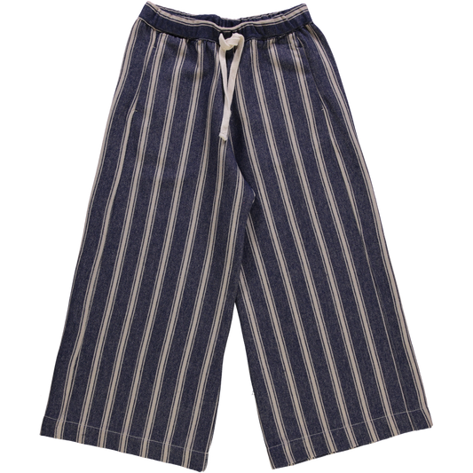 Pantalon femme Santal en coton bio – Rayures bleues | Poudre Organic 1