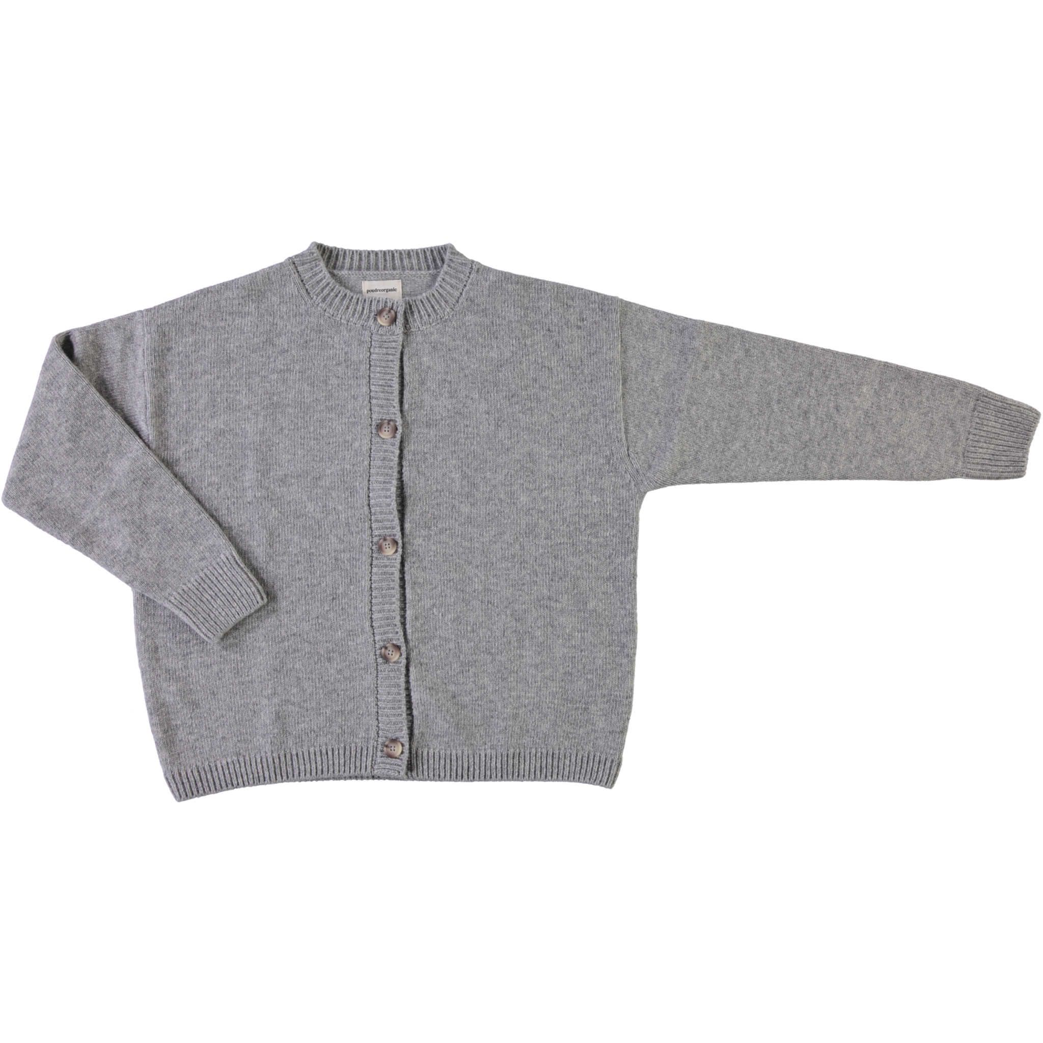 Cardigan femme Pétale en laine recyclée et fils écologiques – Mist | Poudre Organic 1