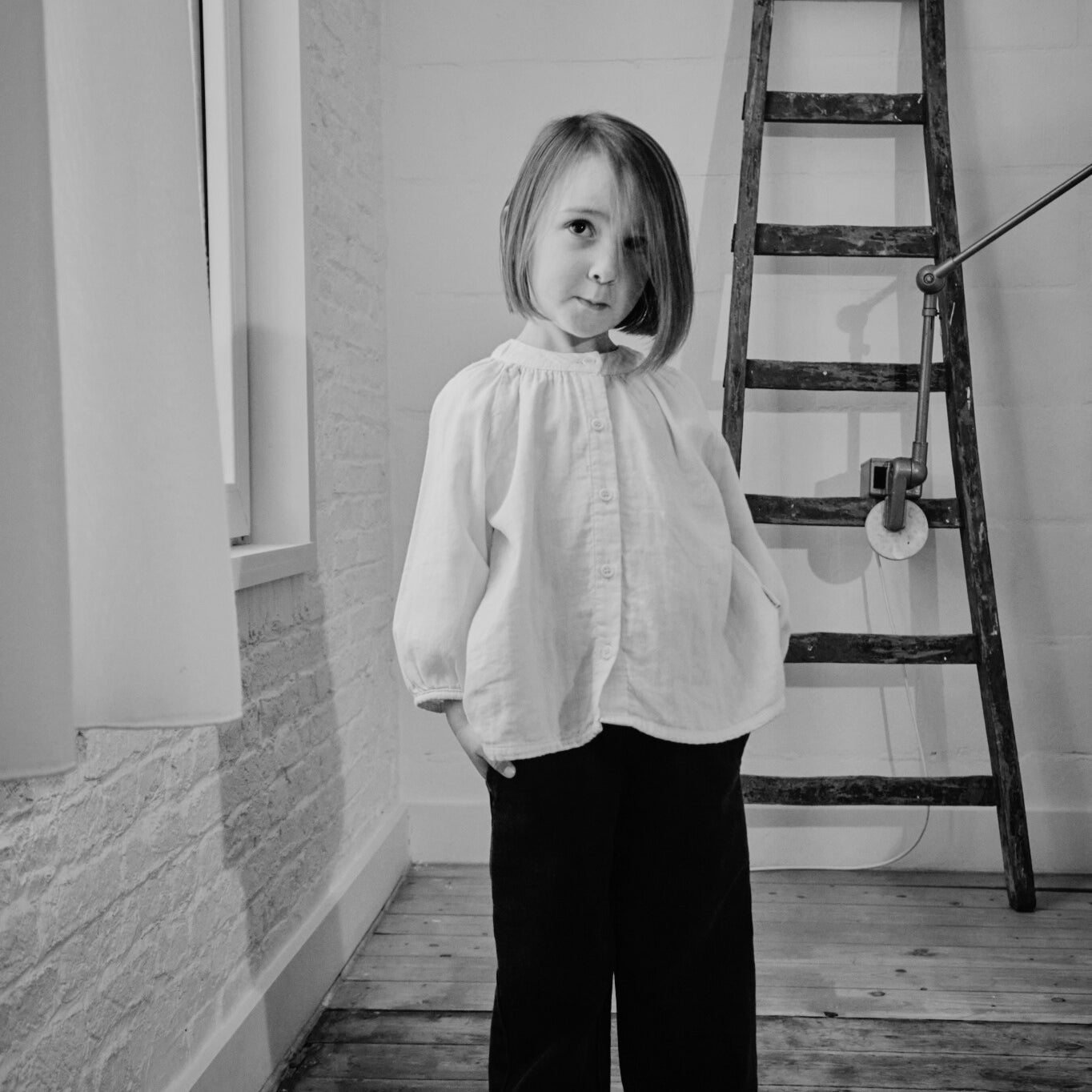 Blouse kids Pecan en gaze de coton bio – Fleuri lavande | Poudre Organic 2