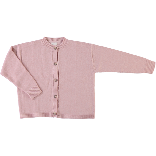 Cardigan femme Pétale en laine recyclée et fils écologiques – Soft Pink | Poudre Organic 1