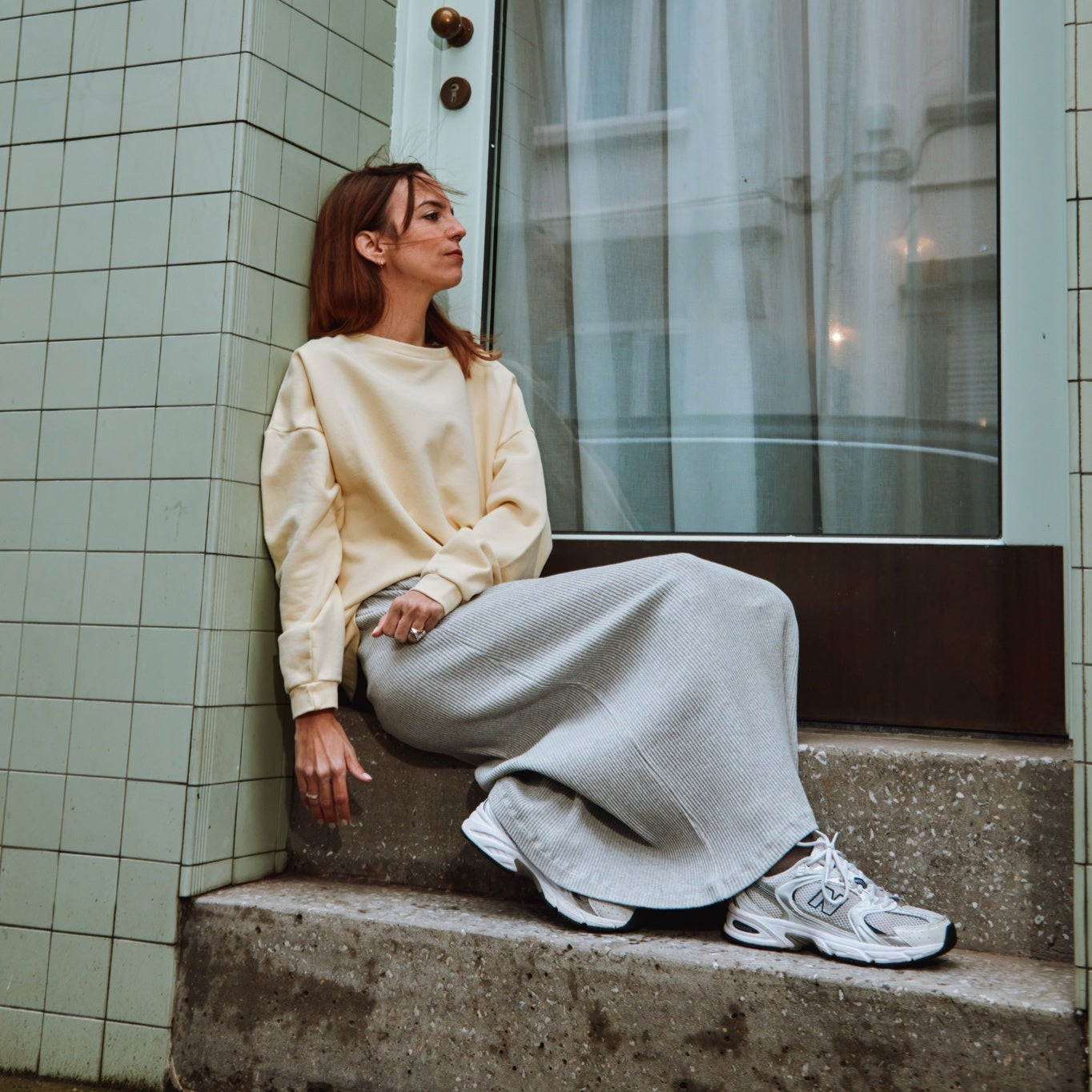 Sweatshirt femme Acentra en molleton coton bio – Pastel yellow | Poudre Organic 2