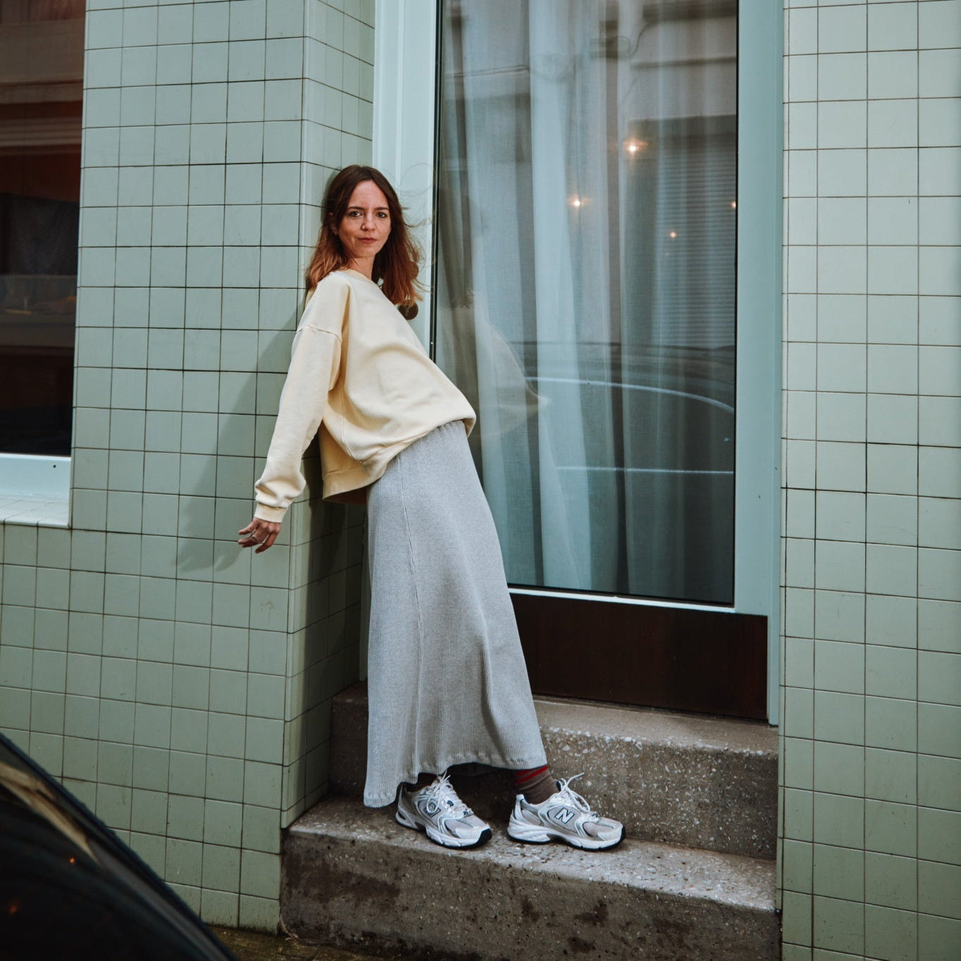 Sweatshirt femme Acentra en molleton coton bio – Pastel yellow | Poudre Organic 3