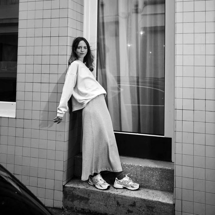 Jupe femme Cosmos côtelé en coton bio – Dull gold | Poudre Organic 2