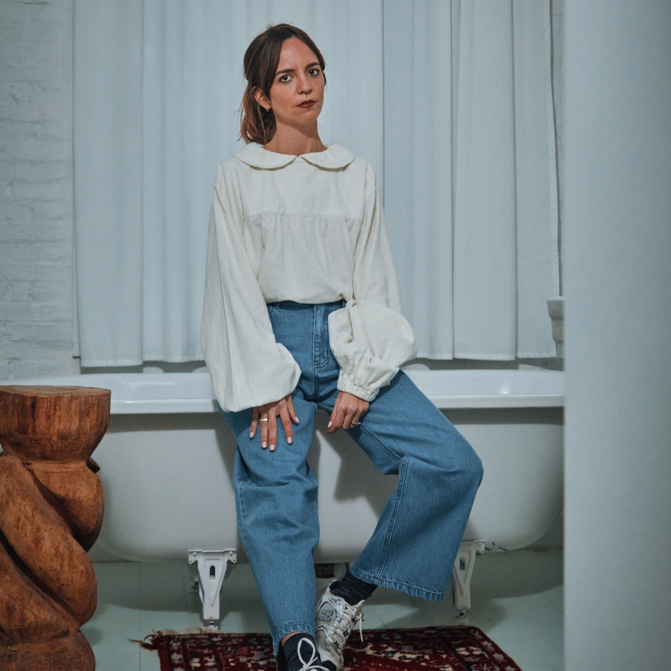 Blouse femme Amsonia en coton bio – Egret | Poudre Organic 2