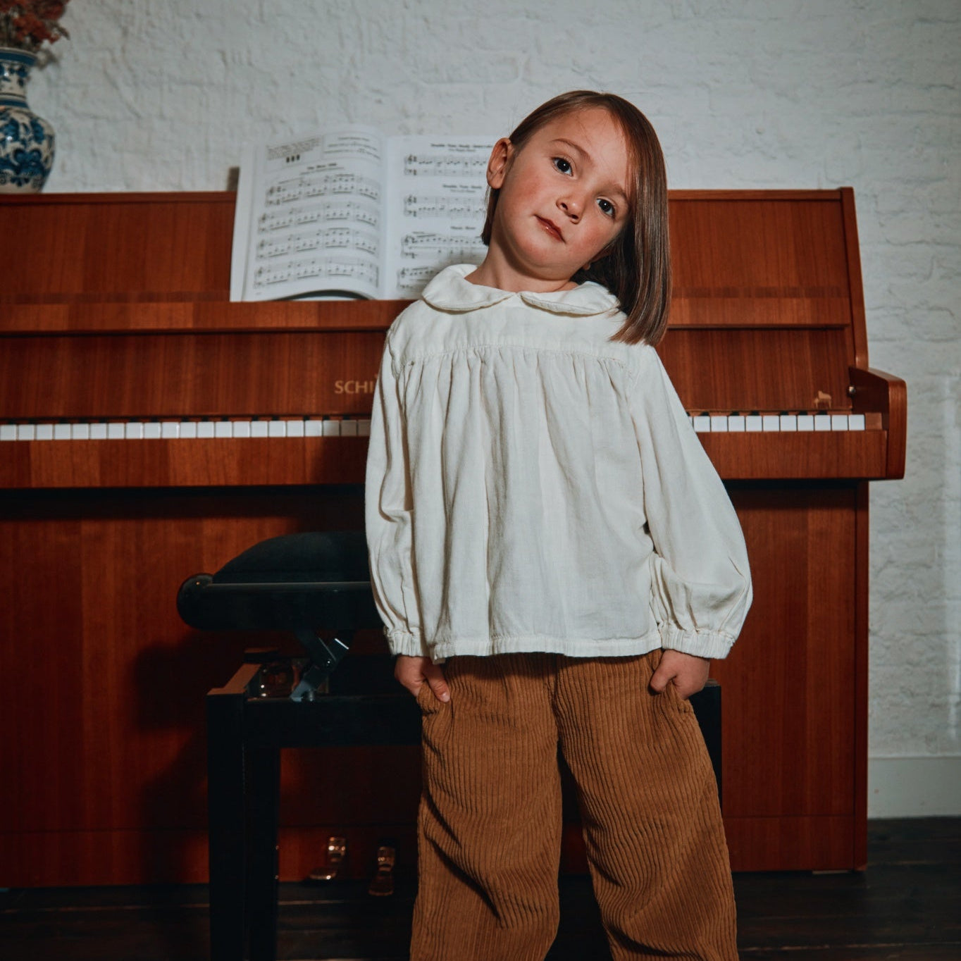 Blouse kids Amsonia en coton bio – Egret | Poudre Organic 4