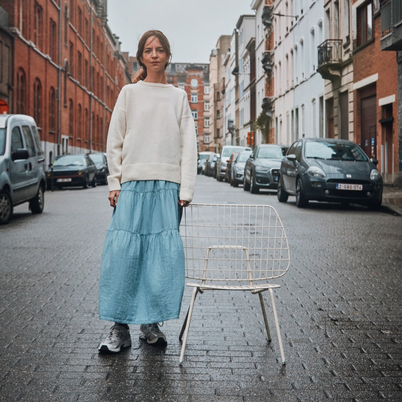 Pull femme Azalée en laine recyclée et fils écologiques – Ivory | Poudre Organic 2