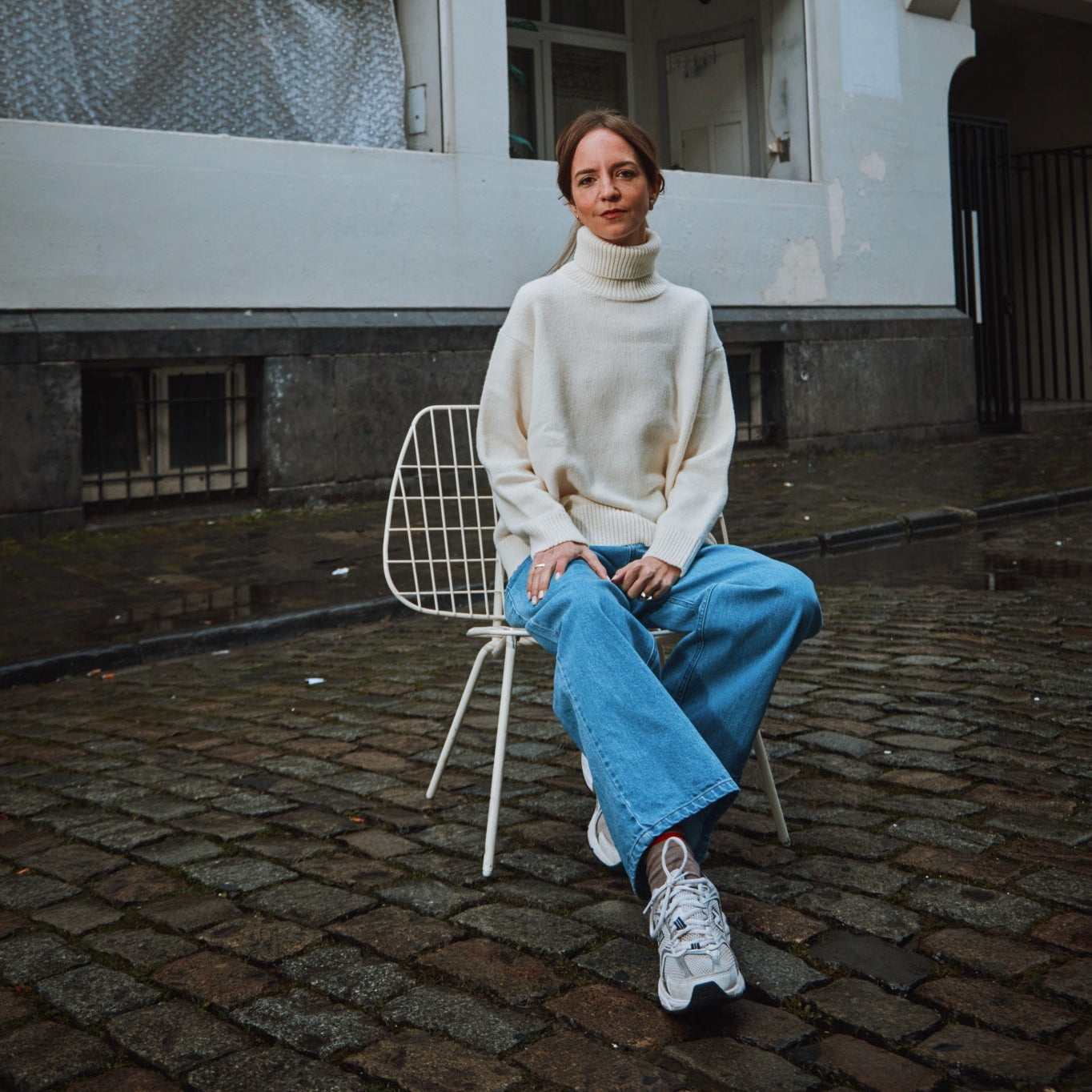 Col roulé femme Baie en laine recyclée et fils écologiques – Ivory | Poudre Organic 2