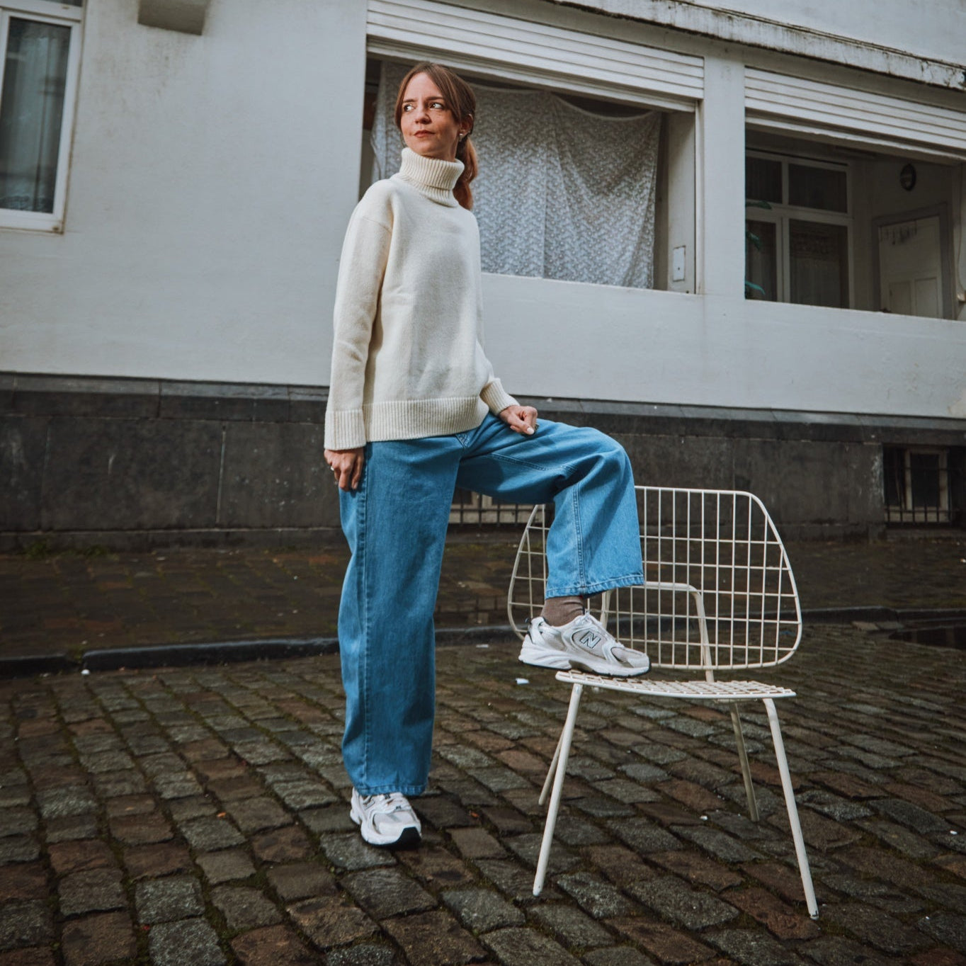 Col roulé femme Baie en laine recyclée et fils écologiques – Ivory | Poudre Organic 3