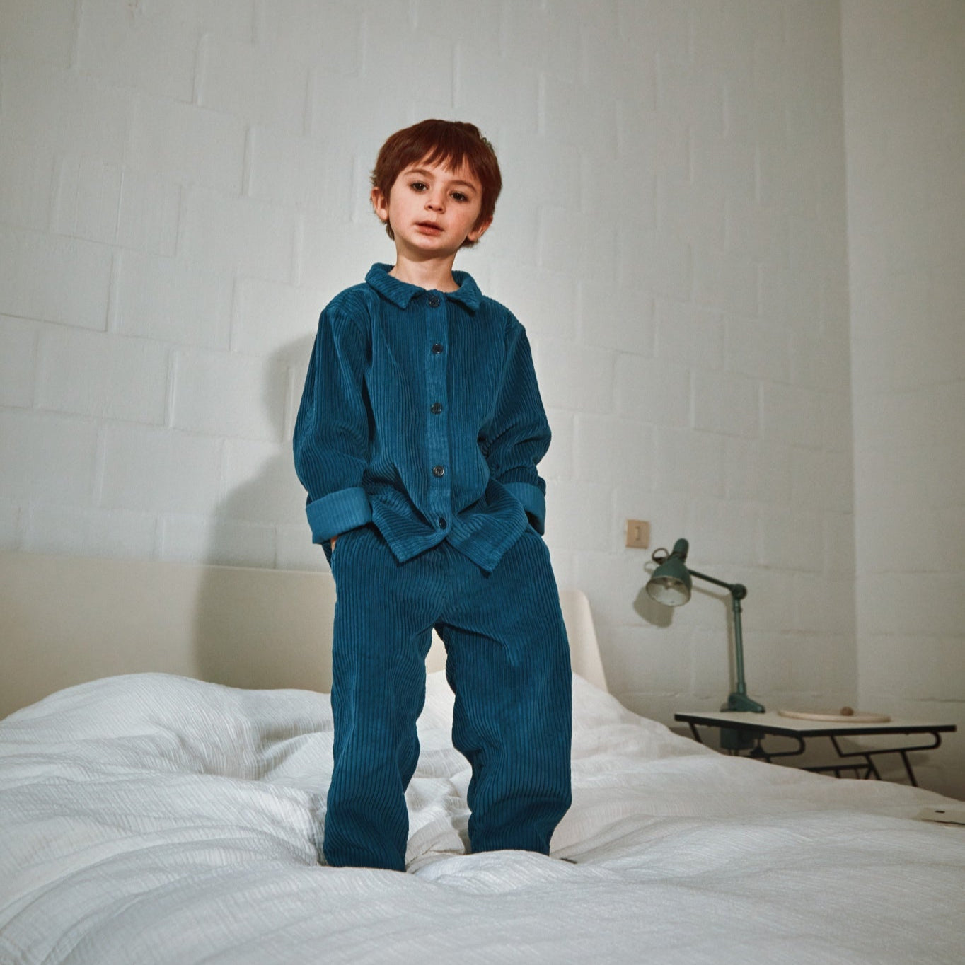 Blouse kids Belladone velours côtelé en coton bio – Dark denim | Poudre Organic 2