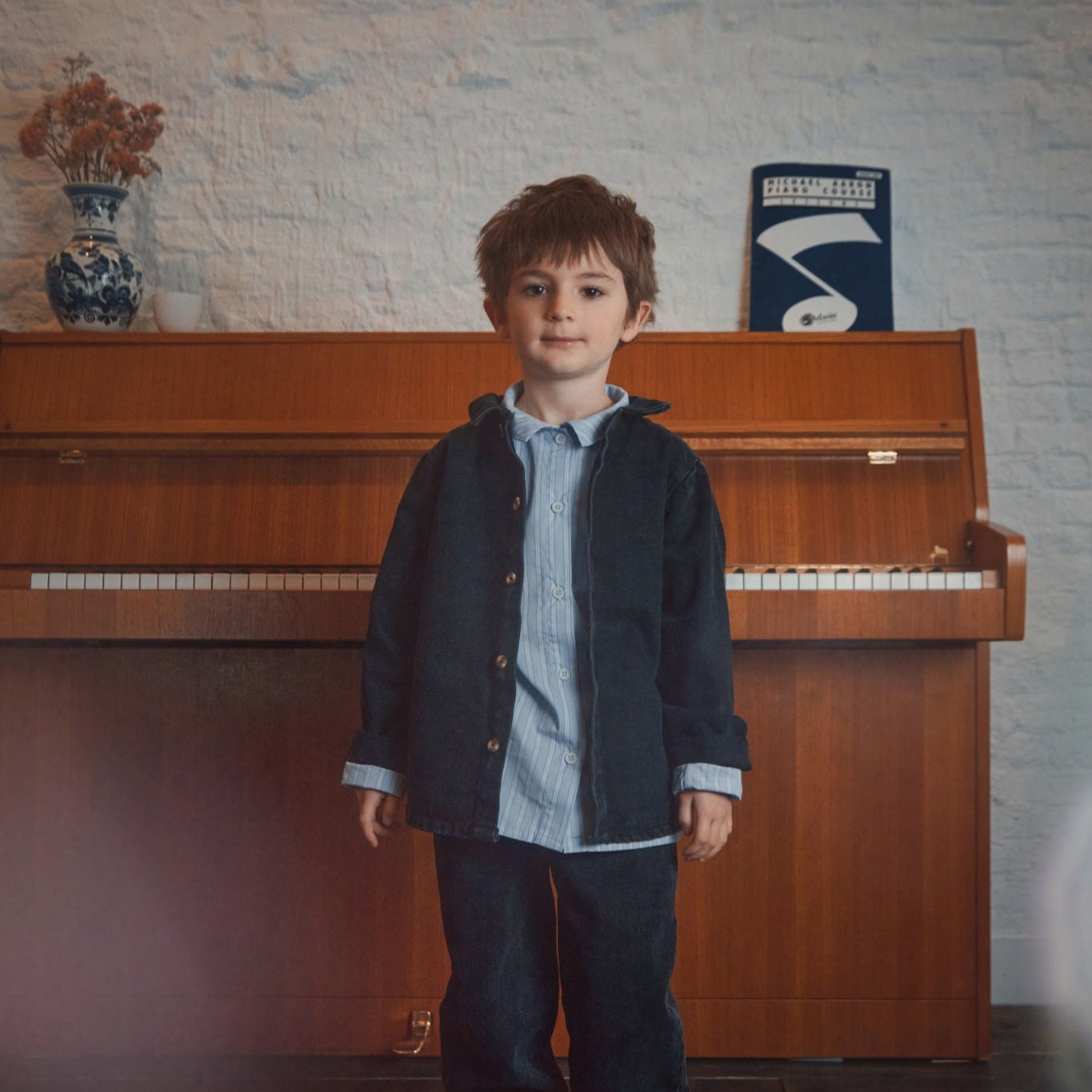 Blouse kids Belladone manches longues en coton bio – Rayures bleues | Poudre Organic 2