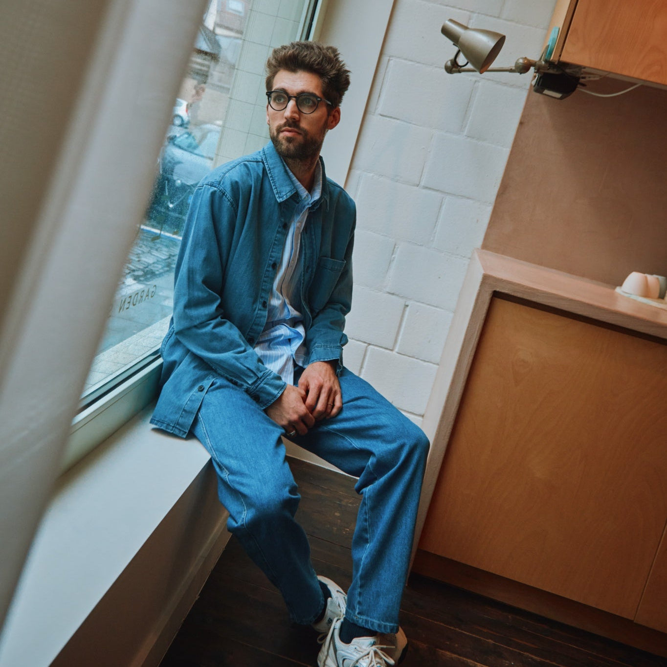 Chemise homme Camisa manches longues en coton bio – Denim épais blue | Poudre Organic 3