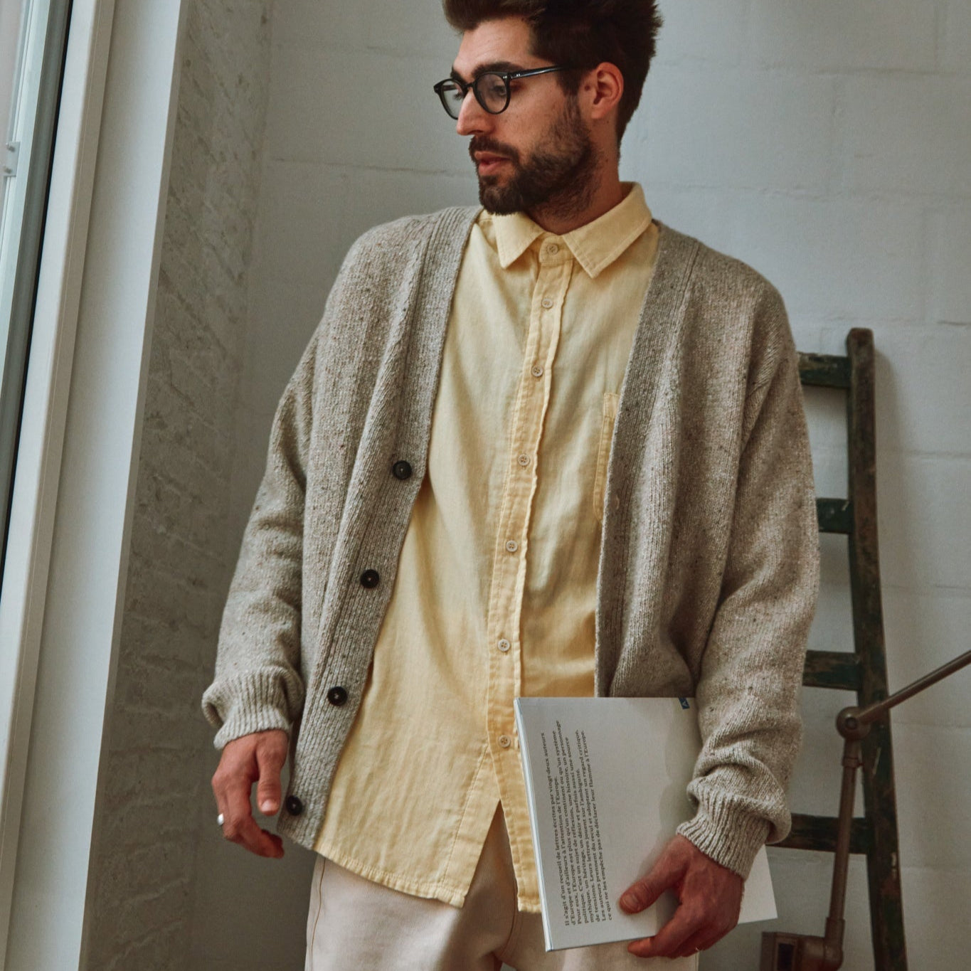 Chemise homme Camisa en gaze coton bio – Pastel yellow | Poudre Organic 2