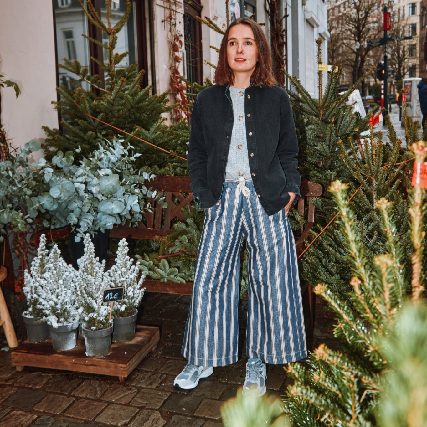 Blouse femme Capucine manches longues en coton bio – Denim épais noir | Poudre Organic 5