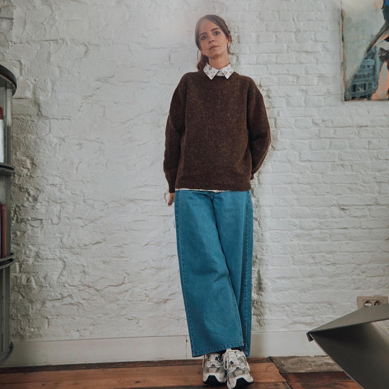 Pull femme Thé en laine recyclée et fils écologiques – Speckled chocolate | Poudre Organic 3