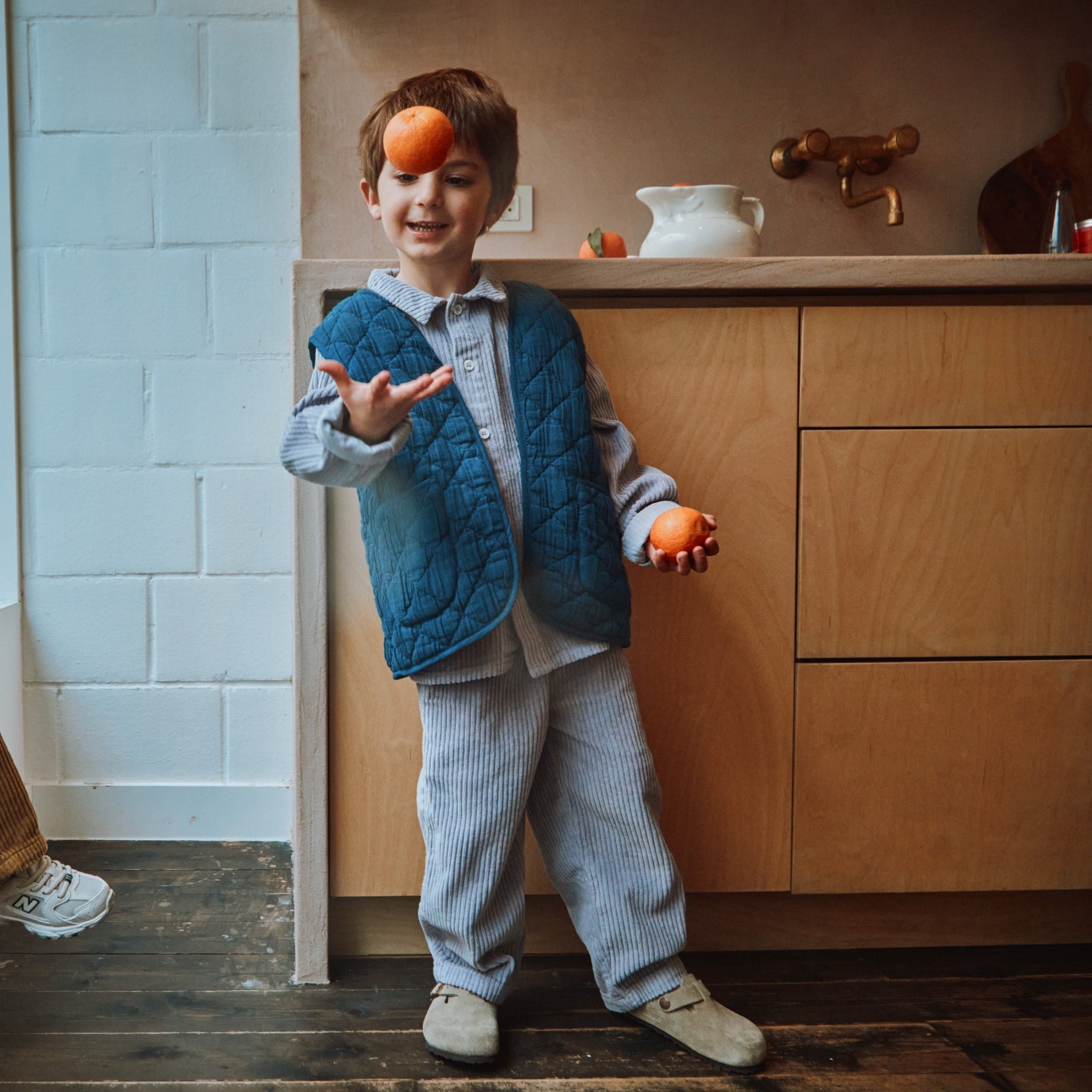 Blouse kids Belladone velours côtelé en coton bio – Lavender Gray | Poudre Organic 2