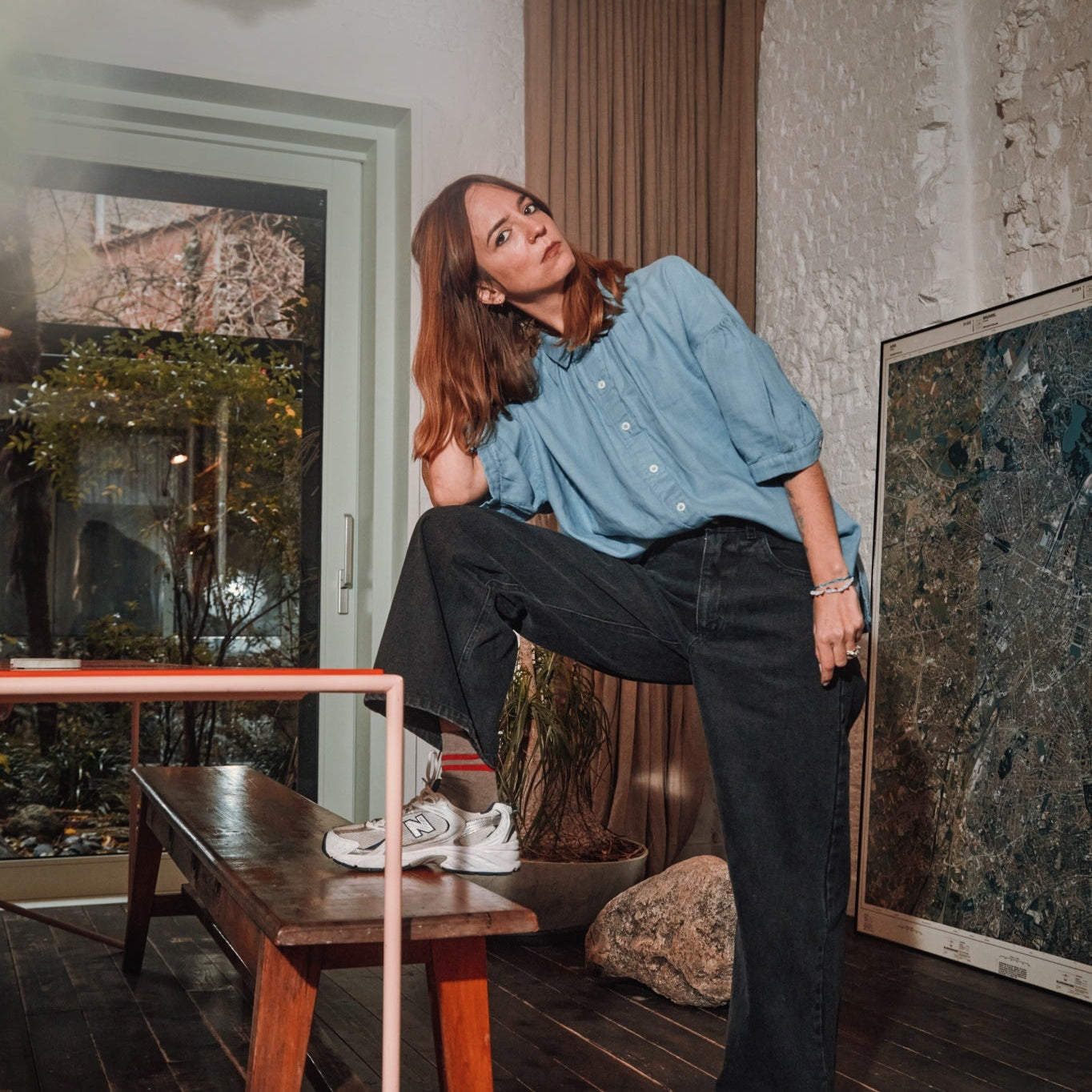 Chemise femme Neotine en gaze coton bio – Faded denim | Poudre Organic 2