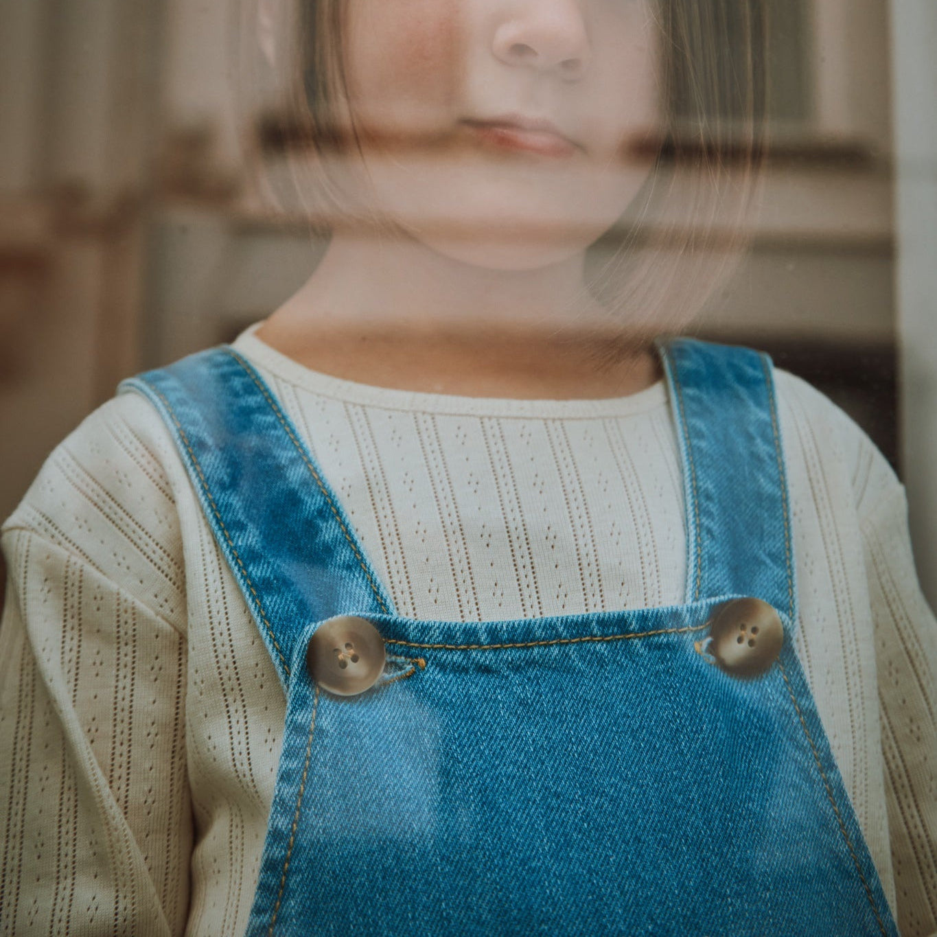 T-shirt kids Olive en maille pointelle coton bio – Ecru | Poudre Organic 3