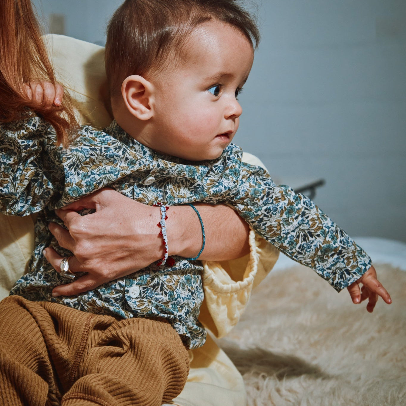 Blouse kids Ronce manches longues en coton bio – Fleuri vert bleu | Poudre Organic 3