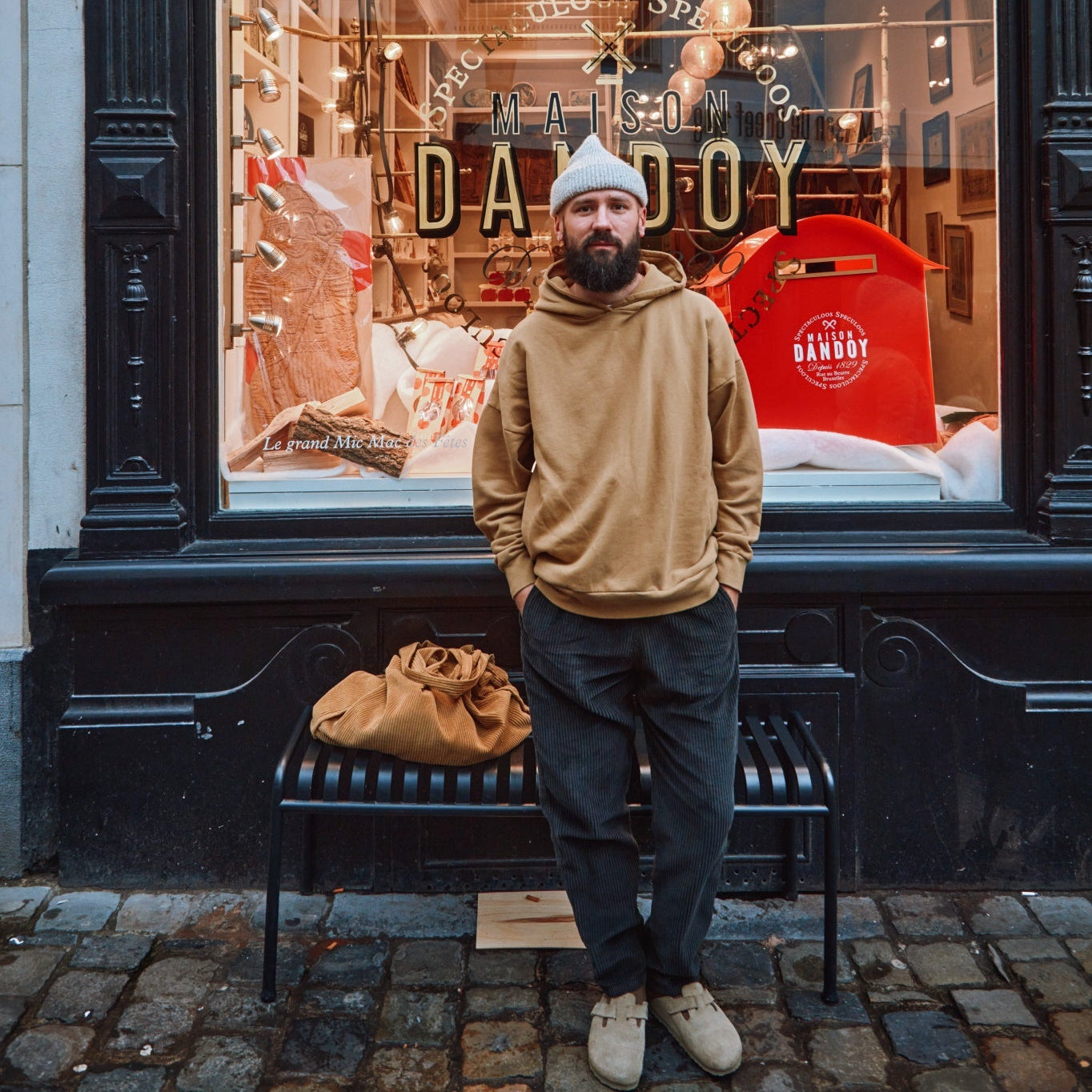 Sweatshirt homme Sueter en coton bio – Dull gold | Poudre Organic 2