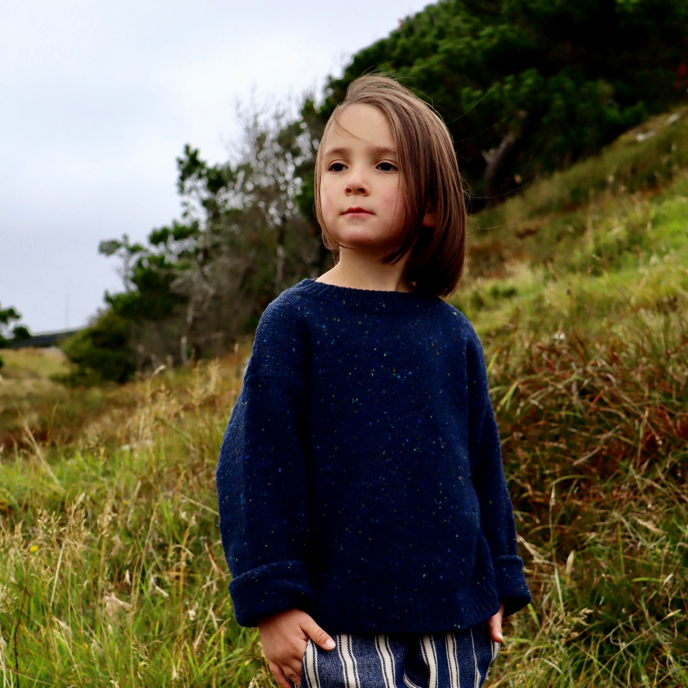 Pull kids Thé en laine recyclée et fils écologiques – Speckled midnight | Poudre Organic 2