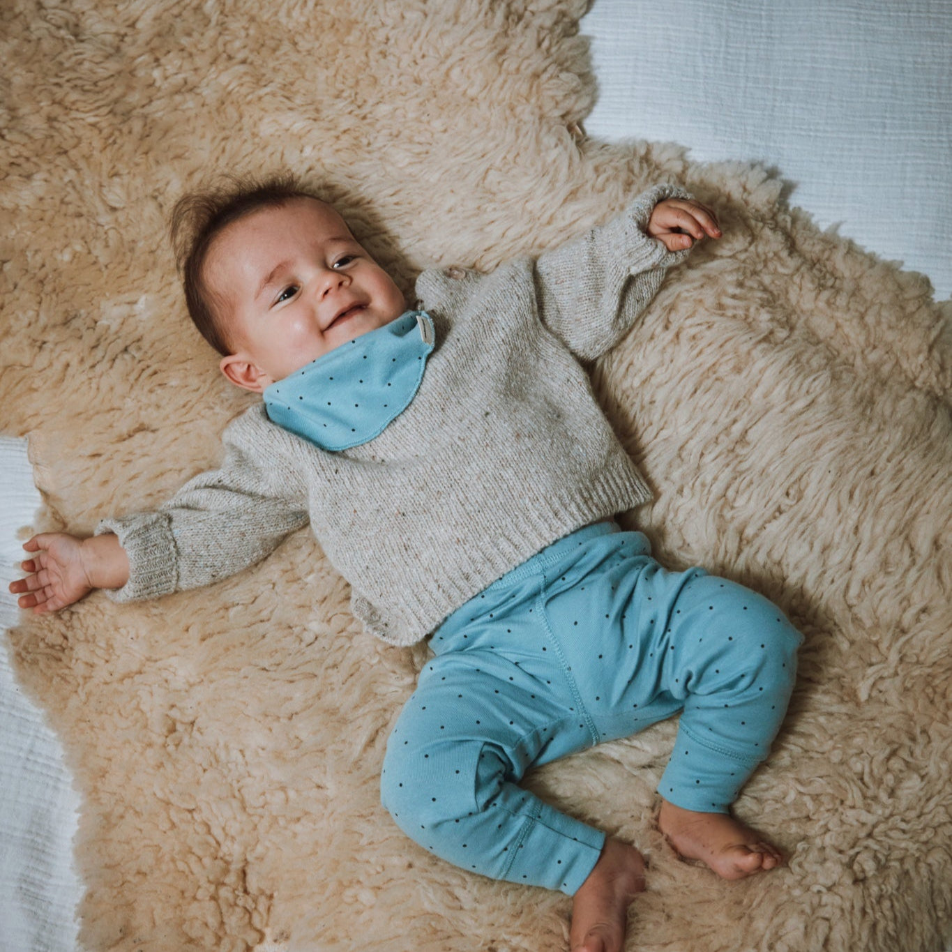 Pull kids Thé en laine recyclée et fils écologiques – Speckled seashell | Poudre Organic 3