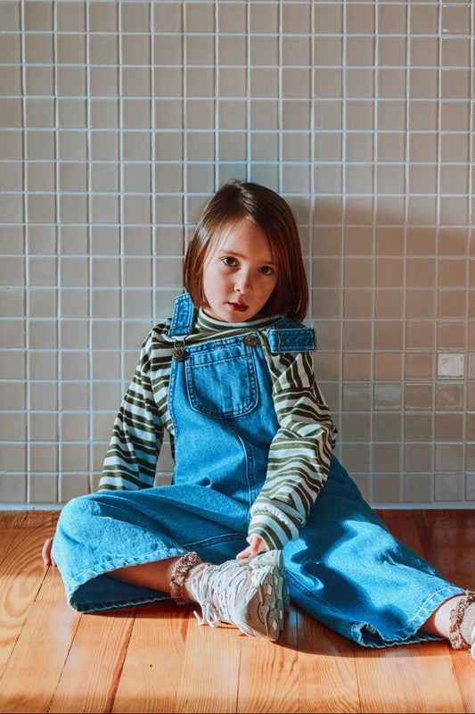 T-SHIRT OOLONG KIDS Rayures Vertes et Écrues