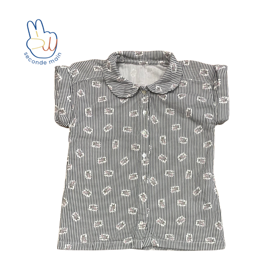 ANCOLIE BLOUSE Rayures Fleurs