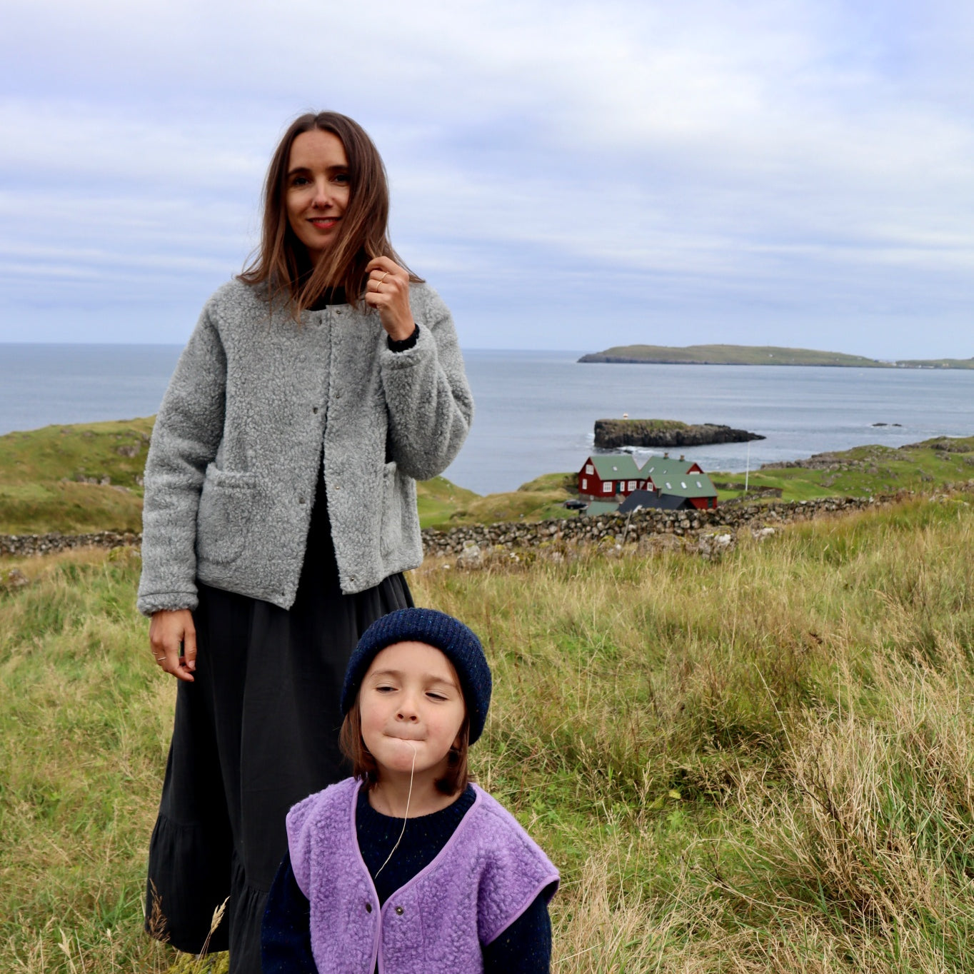 Veste kids Sheep en laine recyclée et fils écologiques – Lavande | Poudre Organic 3