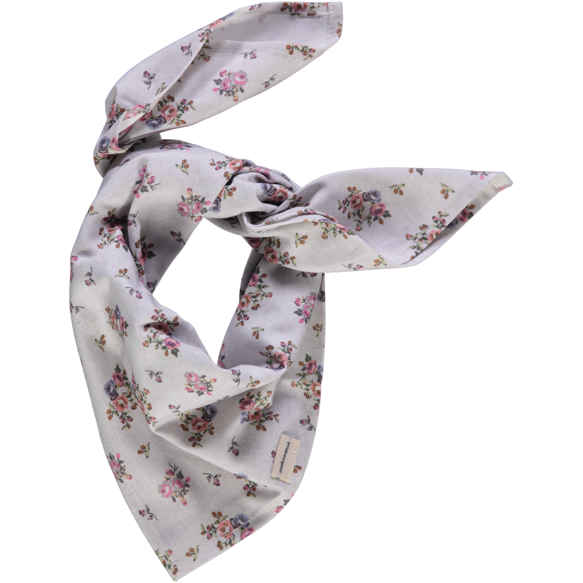Foulard kids & adulte Tournesol en coton bio – Fleuri rose gris | Poudre Organic 1