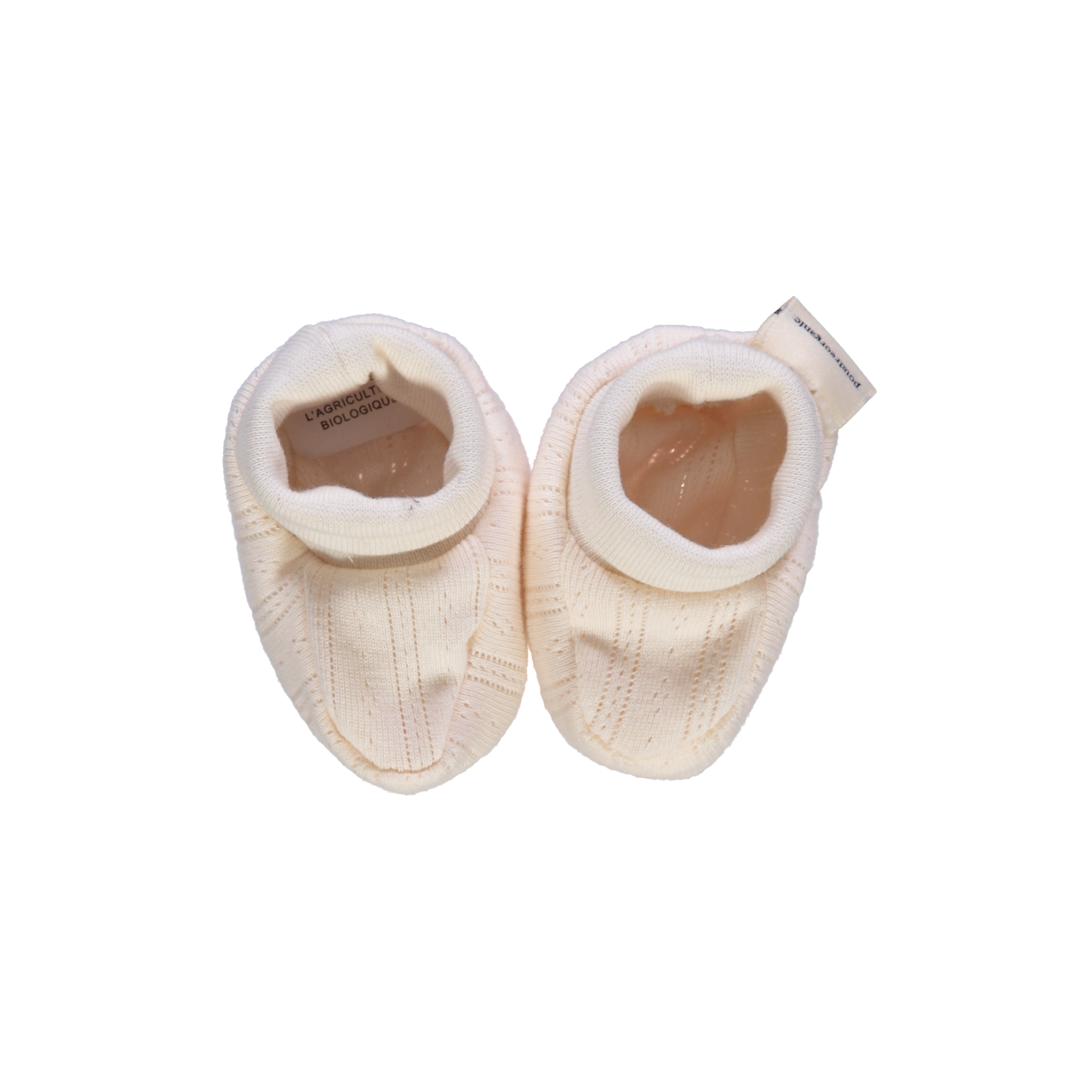 Chaussons bébé naissance Wakame pointelle en coton bio – Ecru | Poudre Organic 1
