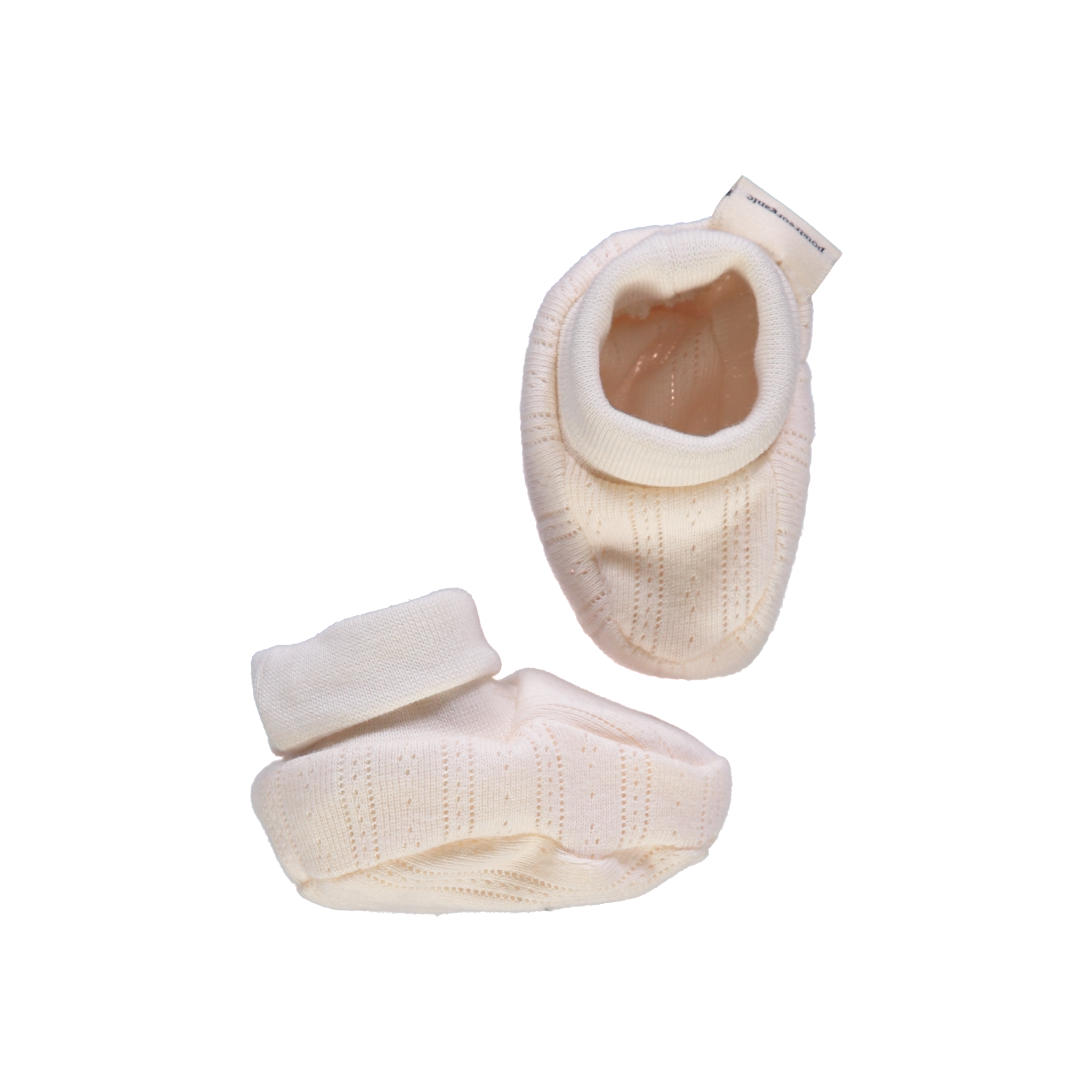 Chaussons bébé naissance Wakame pointelle en coton bio – Ecru | Poudre Organic 2