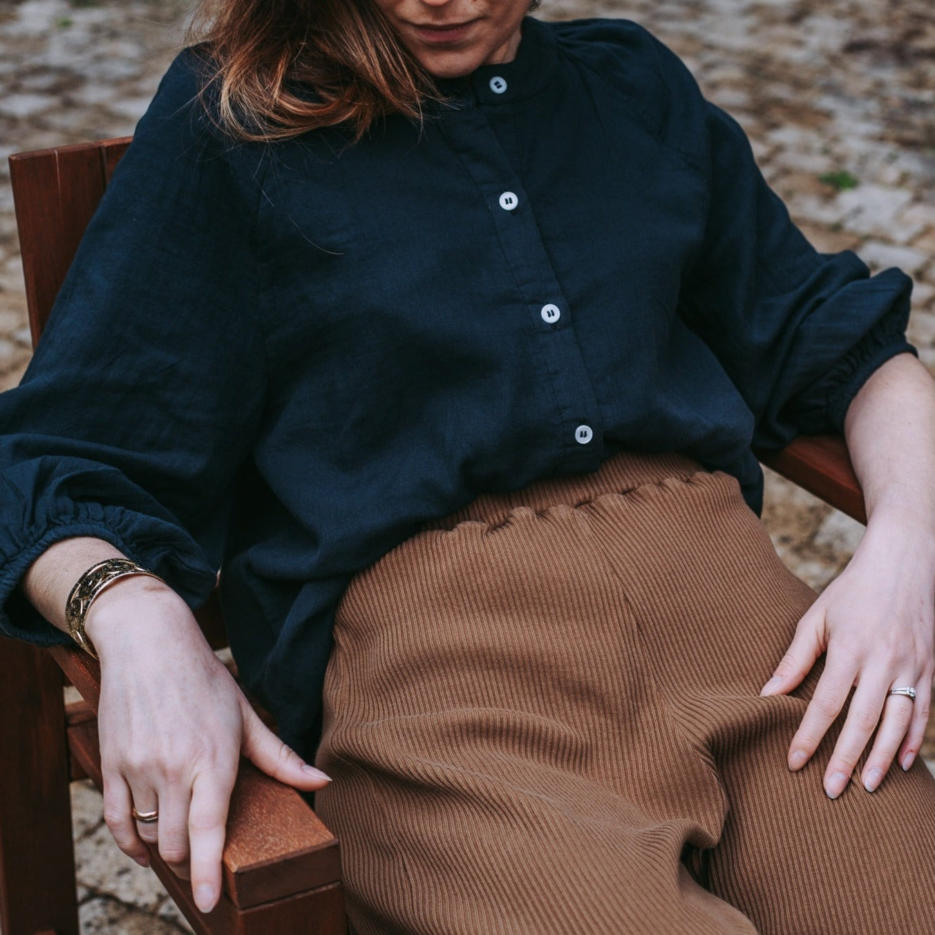 Blouse femme Onagre en gaze de coton bio – Pirate black | Poudre Organic 4