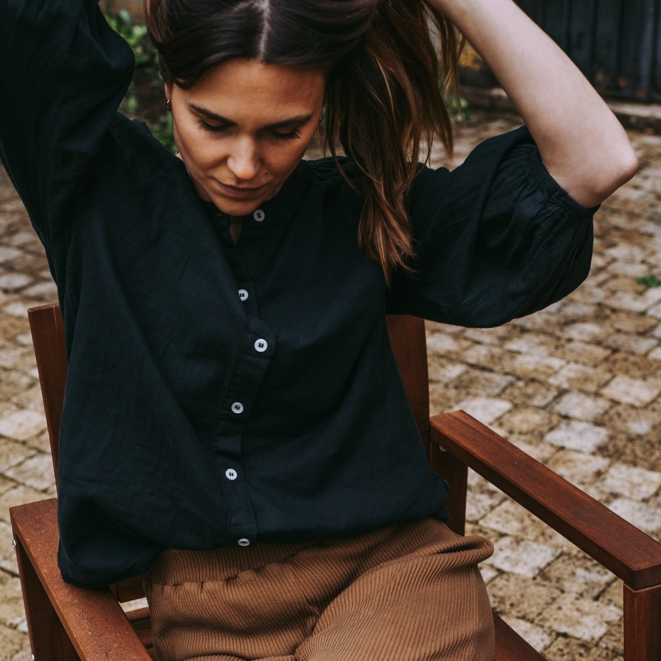 Blouse femme Onagre en gaze de coton bio – Pirate black | Poudre Organic 3