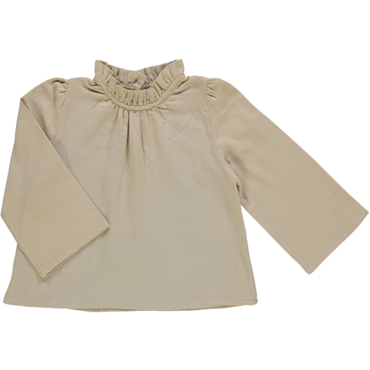Blouse kids Patchouli en gaze de coton bio – Pale khaki | Poudre Organic 1
