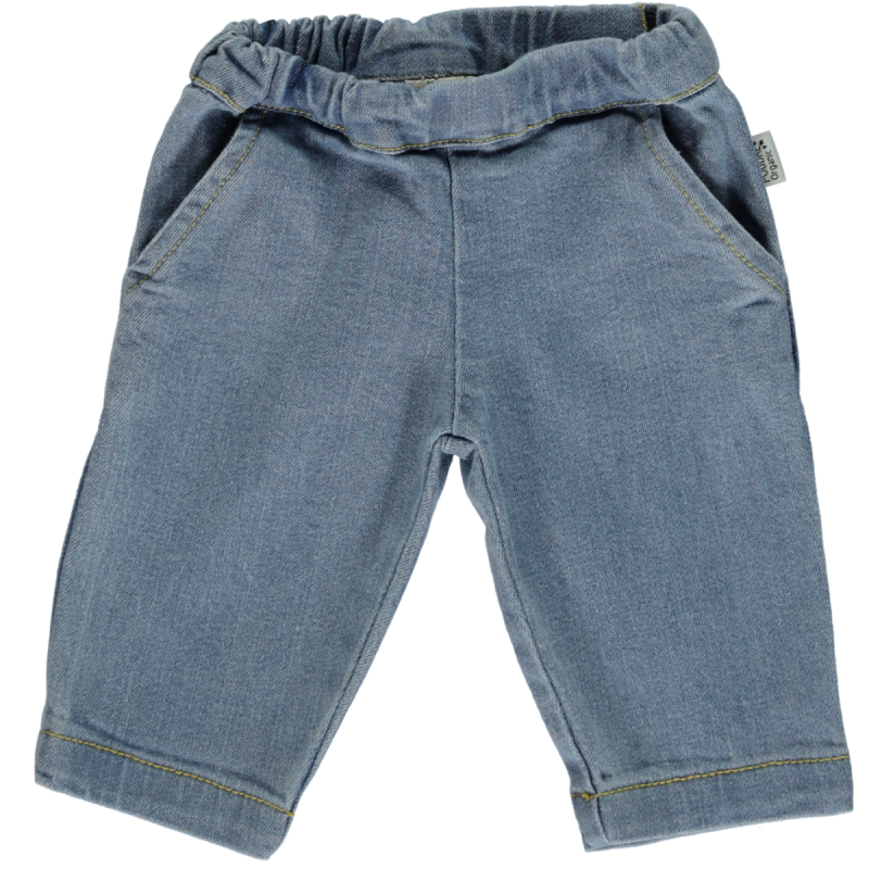 Pantalon kids Pomelos en coton bio – Denim blue | Poudre Organic 1