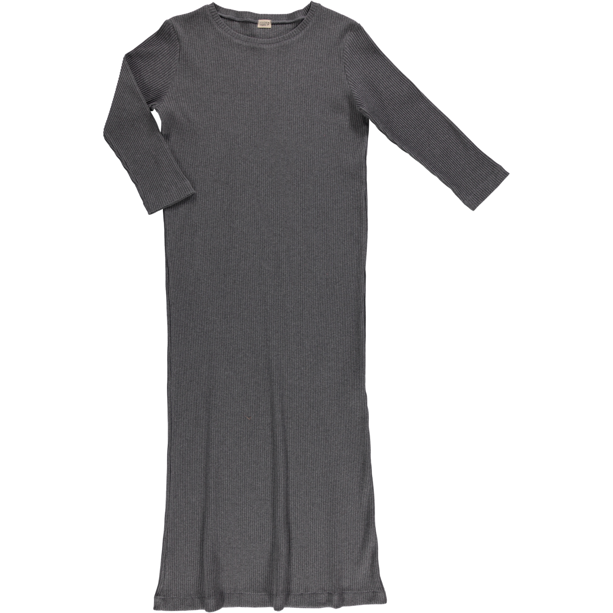 Robe femme Orchidée côtelée en coton bio – Anthracite | Poudre Organic 1
