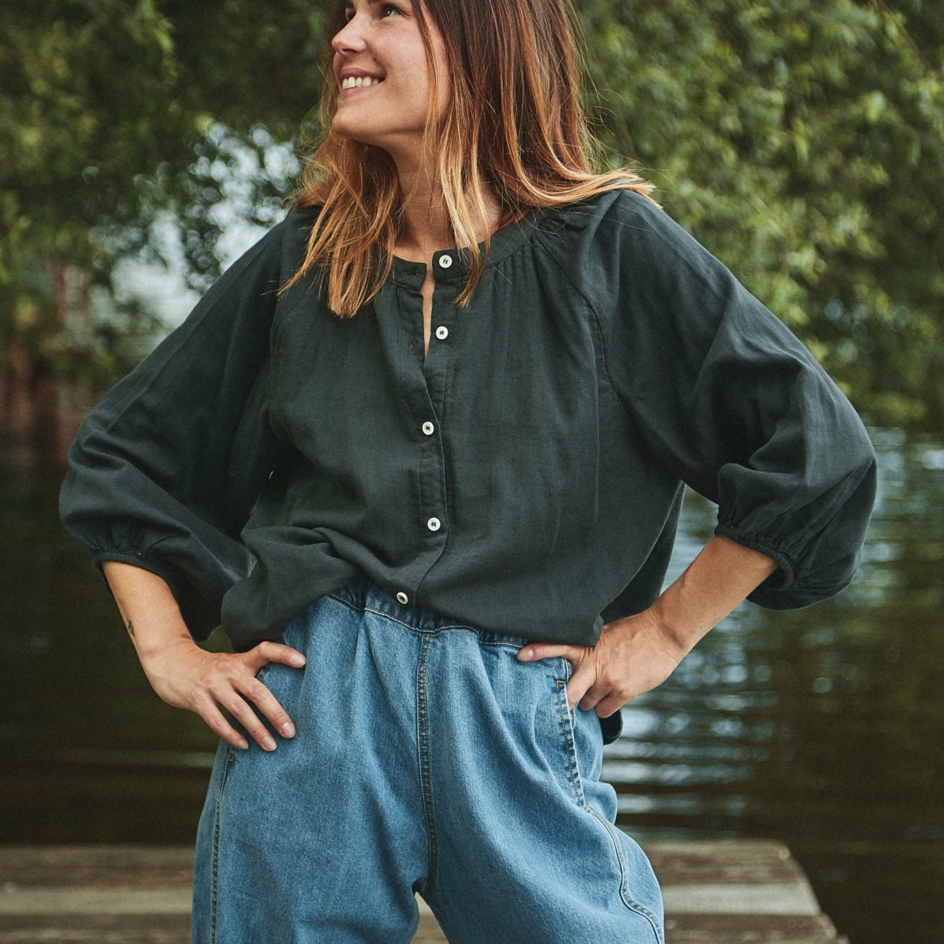 Blouse femme Onagre en gaze de coton bio – Pirate black | Poudre Organic 5