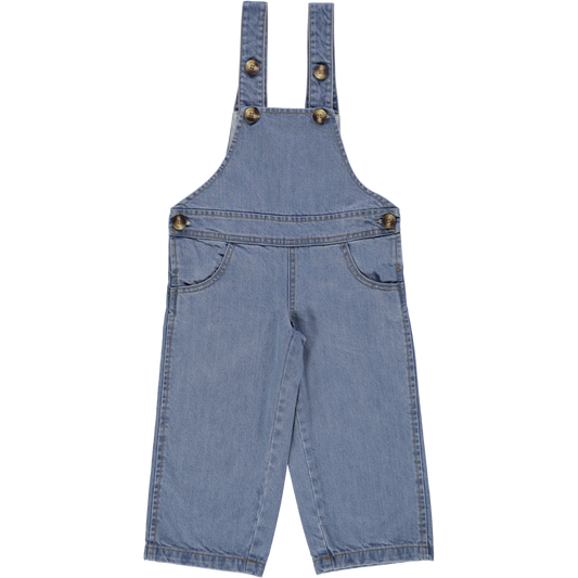 Salopette kids Quetsche en coton bio – Denim blue | Poudre Organic 1