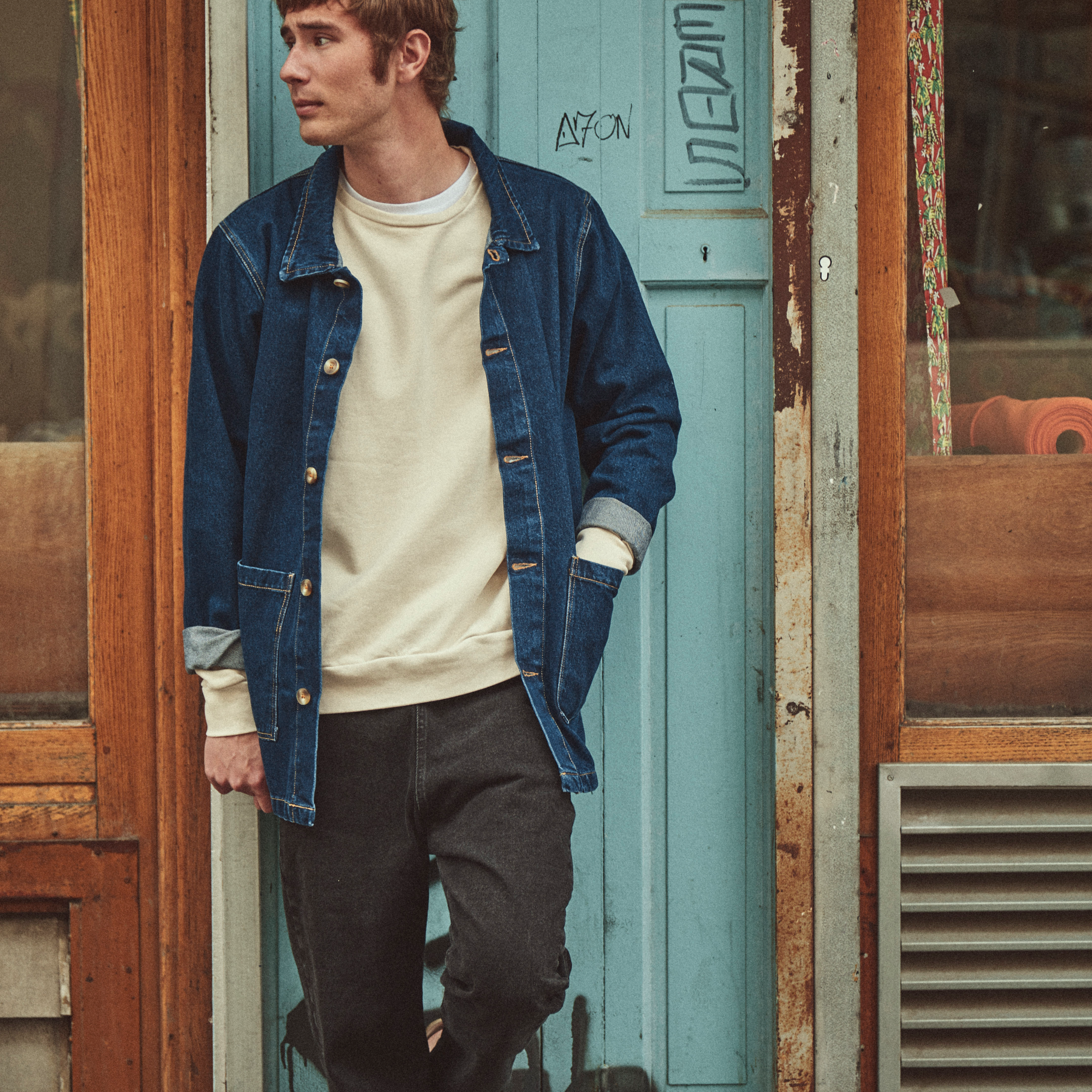 Veste adulte Jaqueta en coton bio – Denim dark blue | Poudre Organic 2