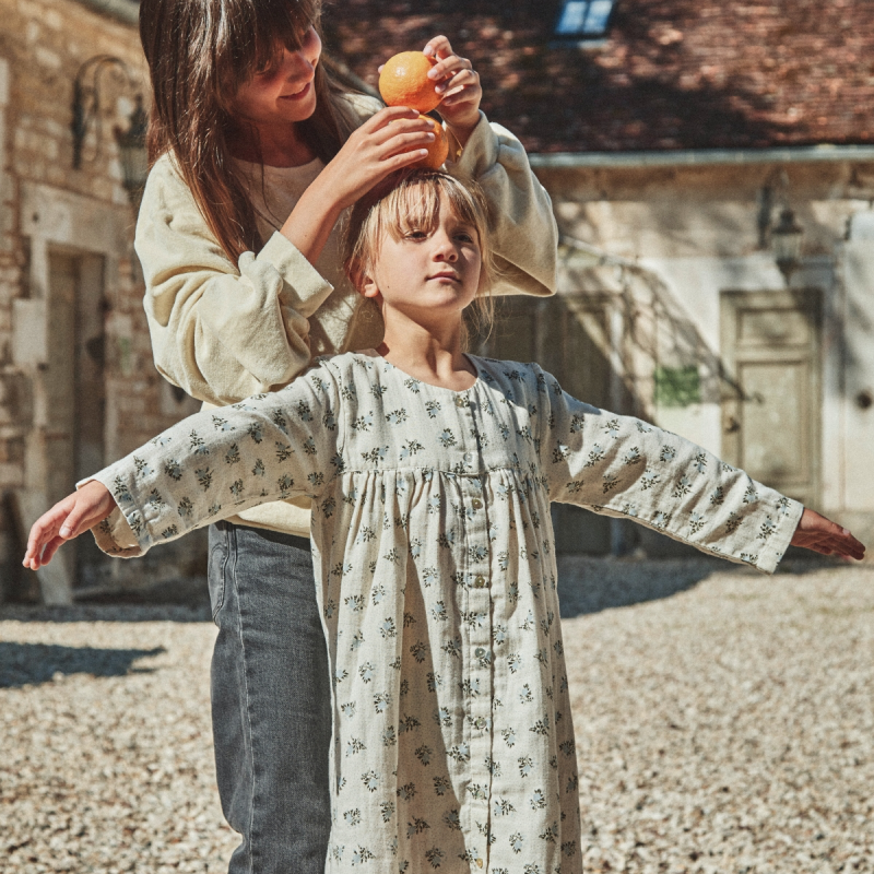 ROBE AUBEPINE • [Fleurs-Blue-Fog]