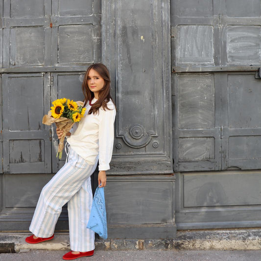 PANTALON CERISE ADULTE Denim Rayé Bleu Clair