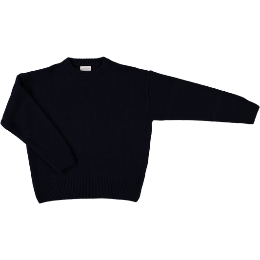 Pull femme Azalée en laine recyclée et fils écologiques – Navy | Poudre Organic 1