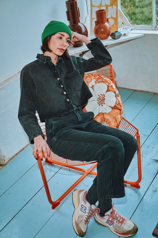 CHEMISE MANDARINE Denim Noir