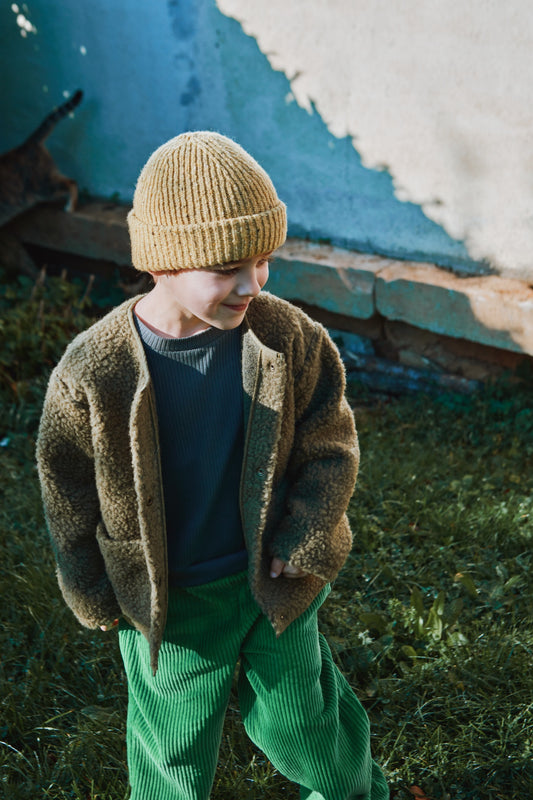 BONNET BEANIE LAINE Speckled Yellow