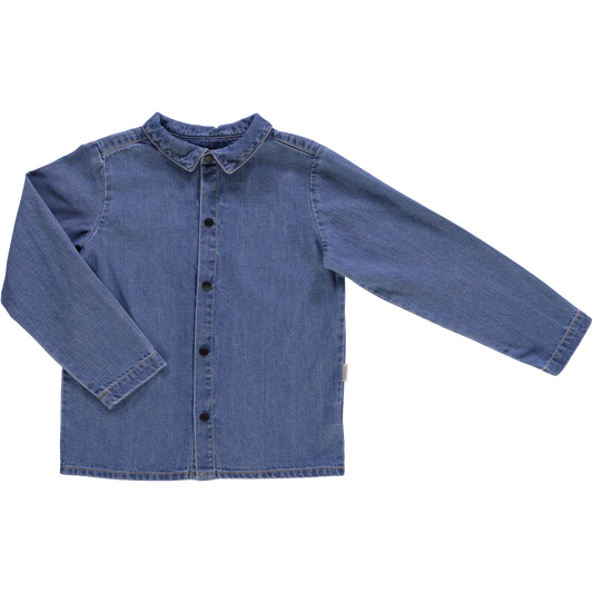 Blouse kids Belladone manches longues en coton bio – Denim blue | Poudre Organic1 