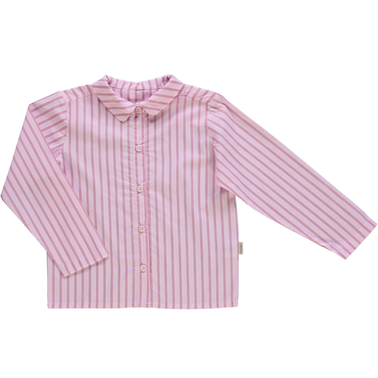 Blouse kids Belladone manches longues en coton bio – Rayures rose | Poudre Organic 1