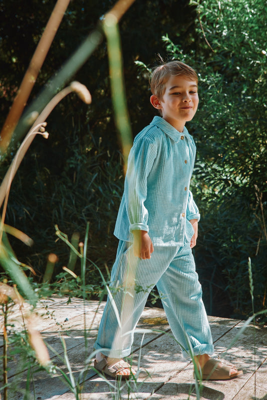 PANTALON COING VELOURS CÔTELÉ Baby Blue