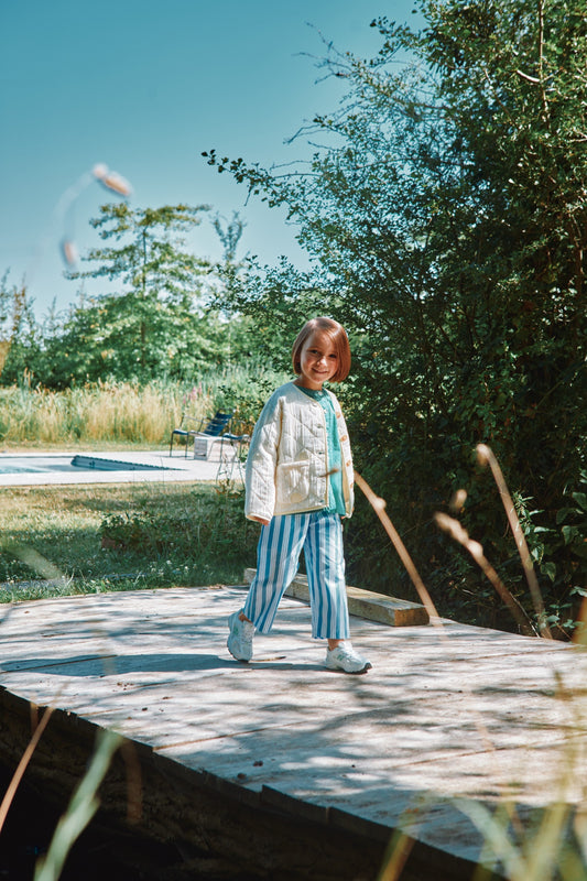 PANTALON COING Rayures larges bleues/blanches