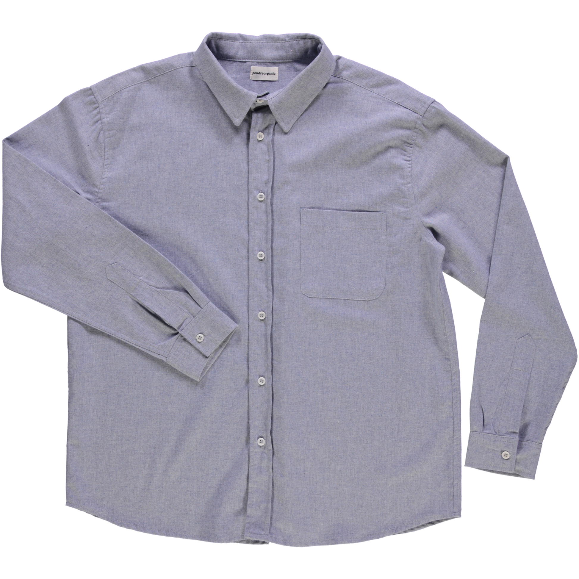 Chemise homme Camisa manches longues en coton bio – Flanelle bleu ciel | Poudre Organic 1