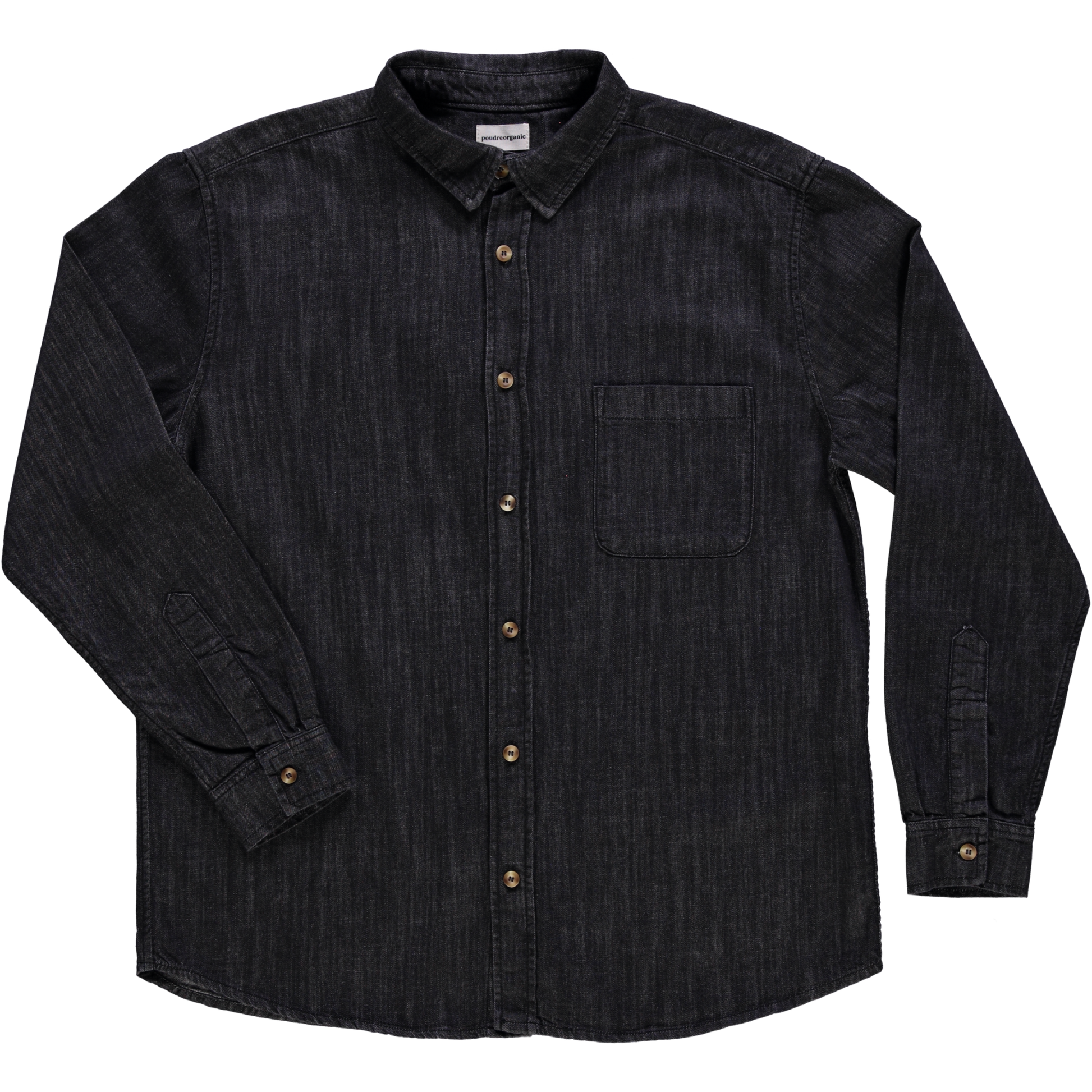 Chemise homme Camisa manches longues en coton bio – Denim épais noir | Poudre Organic 1